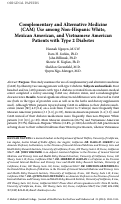 Cover page: Complementary and alternative medicine (CAM) use among non-Hispanic white, Mexican American, and Vietnamese American patients with type 2 diabetes.