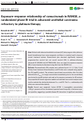 Cover page: Exposure‐response relationship of ramucirumab in RANGE, a randomized phase III trial in advanced urothelial carcinoma refractory to platinum therapy