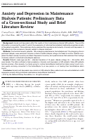 Cover page: Anxiety and Depression in Maintenance Dialysis Patients: Preliminary Data of a Cross-sectional Study and Brief Literature Review