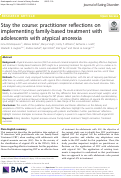 Cover page: Stay the course: practitioner reflections on implementing family-based treatment with adolescents with atypical anorexia