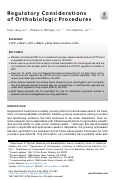 Cover page: Regulatory Considerations of Orthobiologic Procedures