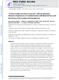 Cover page: “Come on Baby. You Know I Love You”: African American Women’s Experiences of Communication with Male Partners and Disclosure in the Context of Unwanted Sex