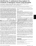 Cover page: Identification of combinatorial drug regimens for treatment of Huntington's disease using Drosophila