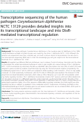 Cover page: Transcriptome sequencing of the human pathogen Corynebacterium diphtheriae NCTC 13129 provides detailed insights into its transcriptional landscape and into DtxR-mediated transcriptional regulation