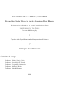 Cover page: Beyond the scalar Higgs, in lattice quantum field theory