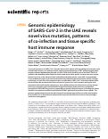 Cover page: Genomic epidemiology of SARS-CoV-2 in the UAE reveals novel virus mutation, patterns of co-infection and tissue specific host immune response.