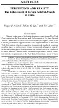 Cover page: Perceptions and Reality: The Enforcement of Foreign Arbitral Awards in China