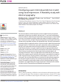 Cover page: Developing a pain intensity prediction model using facial expression: A feasibility study with electromyography