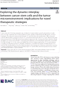 Cover page: Exploring the dynamic interplay between cancer stem cells and the tumor microenvironment: implications for novel therapeutic strategies.