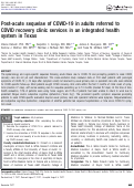 Cover page: Post-acute sequelae of COVID-19 in adults referred to COVID recovery clinic services in an integrated health system in Texas