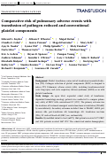 Cover page: Comparative risk of pulmonary adverse events with transfusion of pathogen reduced and conventional platelet components