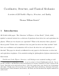 Cover page: Coordinates, Structure, and Classical Mechanics: A review of Jill North’s Physics, Structure, and Reality