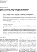 Cover page: Phase I/II Clinical Trials Using Gene-Modified Adult Hematopoietic Stem Cells for HIV: Lessons Learnt