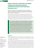 Cover page: Dietary butyrate ameliorates metabolic health associated with selective proliferation of gut Lachnospiraceae bacterium 28-4.