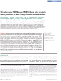 Cover page: Tetrahymena RIB72A and RIB72B are microtubule inner proteins in the ciliary doublet microtubules