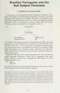 Cover page: Brazilian Portuguese and the Null Subject Parameter