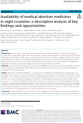 Cover page: Availability of medical abortion medicines in eight countries: a descriptive analysis of key findings and opportunities.