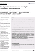 Cover page: Development of a homelessness risk screening tool for emergency department patients.