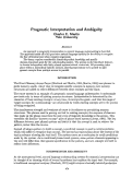 Cover page: Pragmatic Interpretation and Ambiguity