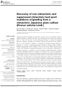 Cover page: Discovery of non-climacteric and suppressed climacteric bud sport mutations originating from a climacteric Japanese plum cultivar (Prunus salicina Lindl.)