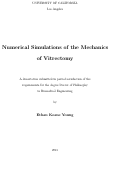 Cover page: Numerical Simulations of the Mechanics of Vitrectomy