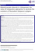 Cover page: Malarial parasite diversity in chimpanzees: the value of comparative approaches to ascertain the evolution of Plasmodium falciparum antigens