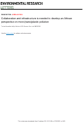 Cover page: Collaboration and infrastructure is needed to develop an African perspective on micro(nano)plastic pollution