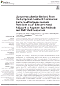 Cover page: Lipopolysaccharide Derived From the Lymphoid-Resident Commensal Bacteria Alcaligenes faecalis Functions as an Effective Nasal Adjuvant to Augment IgA Antibody and Th17 Cell Responses.