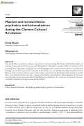 Cover page: Maoism and mental illness: psychiatric institutionalization during the Chinese Cultural Revolution