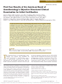 Cover page: First-Year Results of the American Board of Anesthesiology's Objective Structured Clinical Examination for Initial Certification.