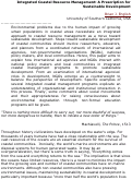 Cover page: Integrated Coastal Resource Management: A Prescription for Sustainable Development