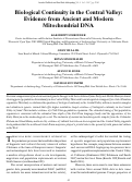 Cover page: Biological Continuity in the Central Valley: Evidence from Ancient and Modern Mitochondrial DNA