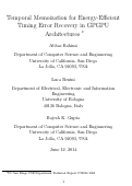 Cover page: Temporal Memoization for Energy-Efficient Timing Error Recovery in GPGPU Architectures