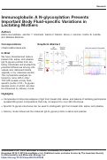 Cover page: Immunoglobulin A N-glycosylation Presents Important Body Fluid-specific Variations in Lactating Mothers*[S]