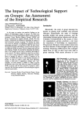 Cover page: The impact of technological support on groups: An assessment of the empirical research