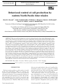 Cover page: Behavioral context of call production by eastern North Pacific blue whales