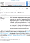 Cover page: Same benefits, different communication patterns: Comparing Children's reading with a conversational agent vs. a human partner