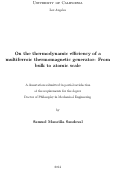 Cover page: On the thermodynamic efficiency of a multiferroic thermomagnetic generator: From bulk to atomic scale