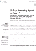 Cover page: EEG Signal Complexity Is Reduced During Resting-State in Fragile X Syndrome.