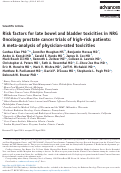 Cover page: Risk factors for late bowel and bladder toxicities in NRG Oncology prostate cancer trials of high-risk patients: A meta-analysis of physician-rated toxicities.