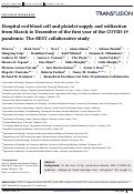 Cover page: Hospital red blood cell and platelet supply and utilization from March to December of the first year of the COVID‐19 pandemic: The BEST collaborative study