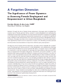 Cover page: A Forgotten Dimension: The Significance of Power Dynamics in Assessing Female Employment and Empowerment in Urban Bangladesh