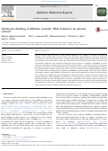 Cover page: Adolescent drinking in different contexts: What behaviors do parents control?