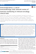 Cover page: Immunodynamics: a cancer immunotherapy trials network review of immune monitoring in immuno-oncology clinical trials
