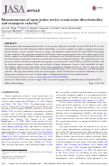 Cover page: Measurements of open-water arctic ocean noise directionality and transport velocity