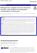 Cover page: Metagenomic insights into the taxonomy, function, and dysbiosis of prokaryotic communities in octocorals