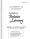 Cover page: EXPERIMENT ON DOUBLE SCATTERING OF ANTI-PROTONS IN HYDROGEN