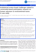 Cover page: Institutional review board challenges related to community-based participatory research on human exposure to environmental toxins: A case study