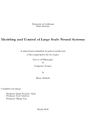 Cover page: Modeling and Control of Large Scale Neural Systems