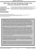 Cover page: Shock Index and Early Recognition of Sepsis in the Emergency Department: Pilot Study